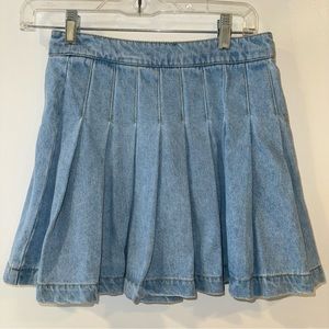 Pleated Jean Skirt